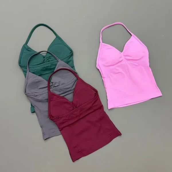 Tank Top Halter Neck With Built-in Shelf Bra