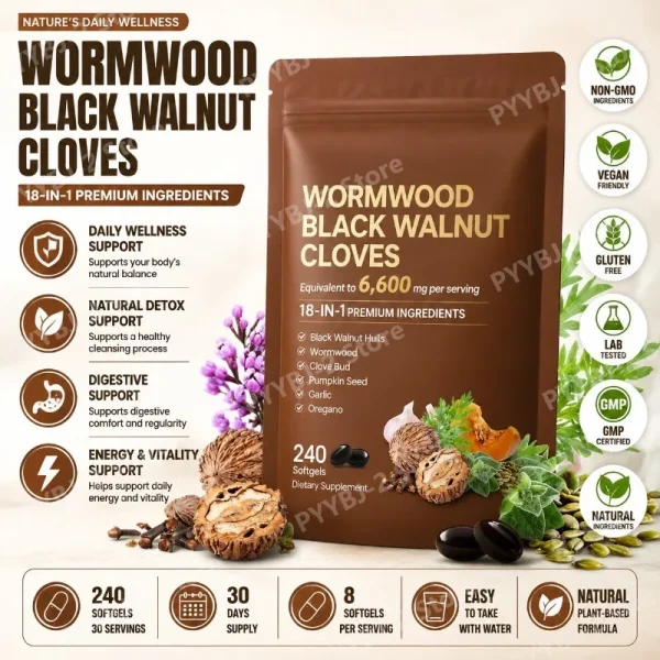 Wormwood Black Walnut Clove Capsules 6600mg